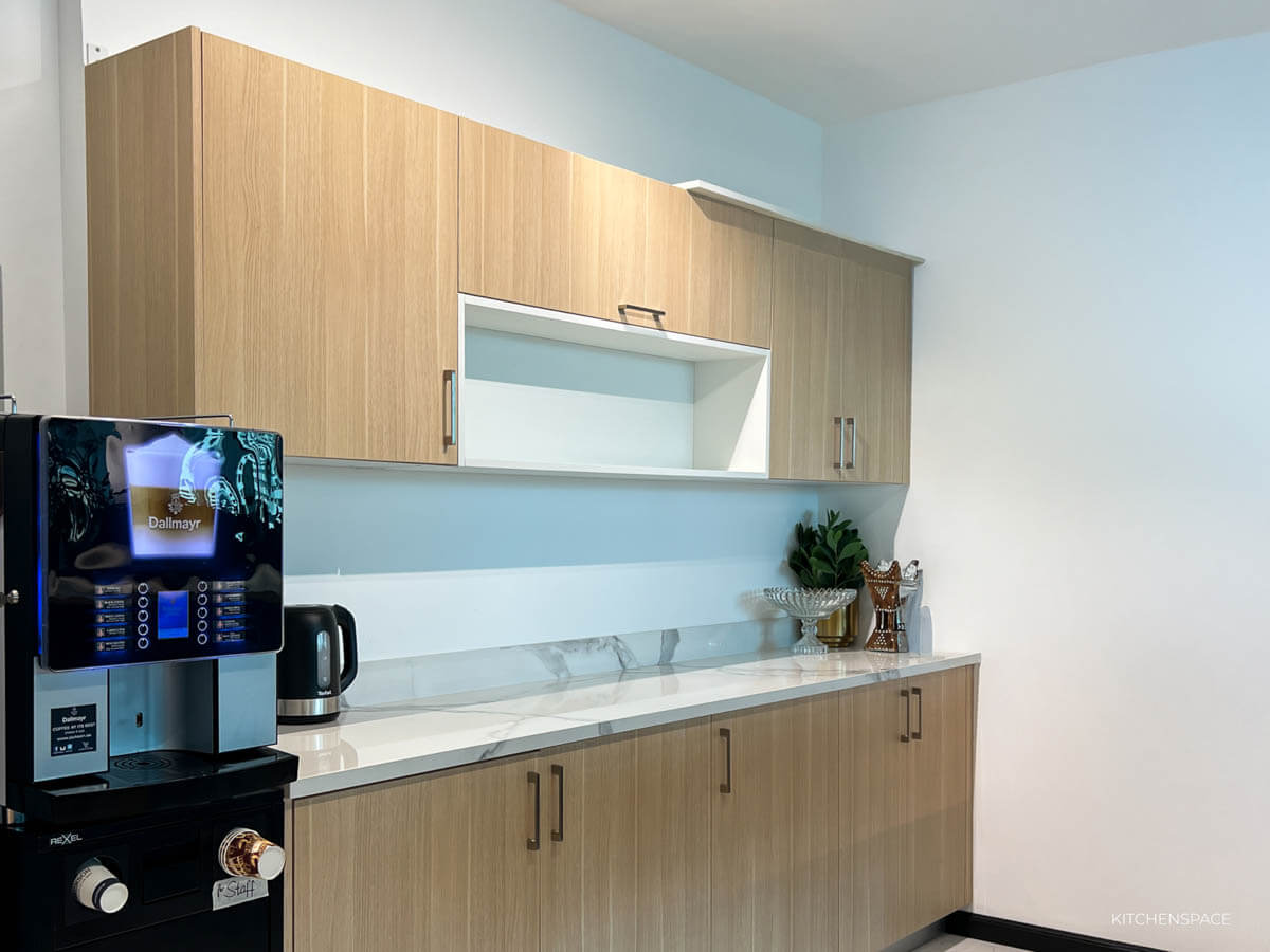 Modern Wood Tone Office Pantry